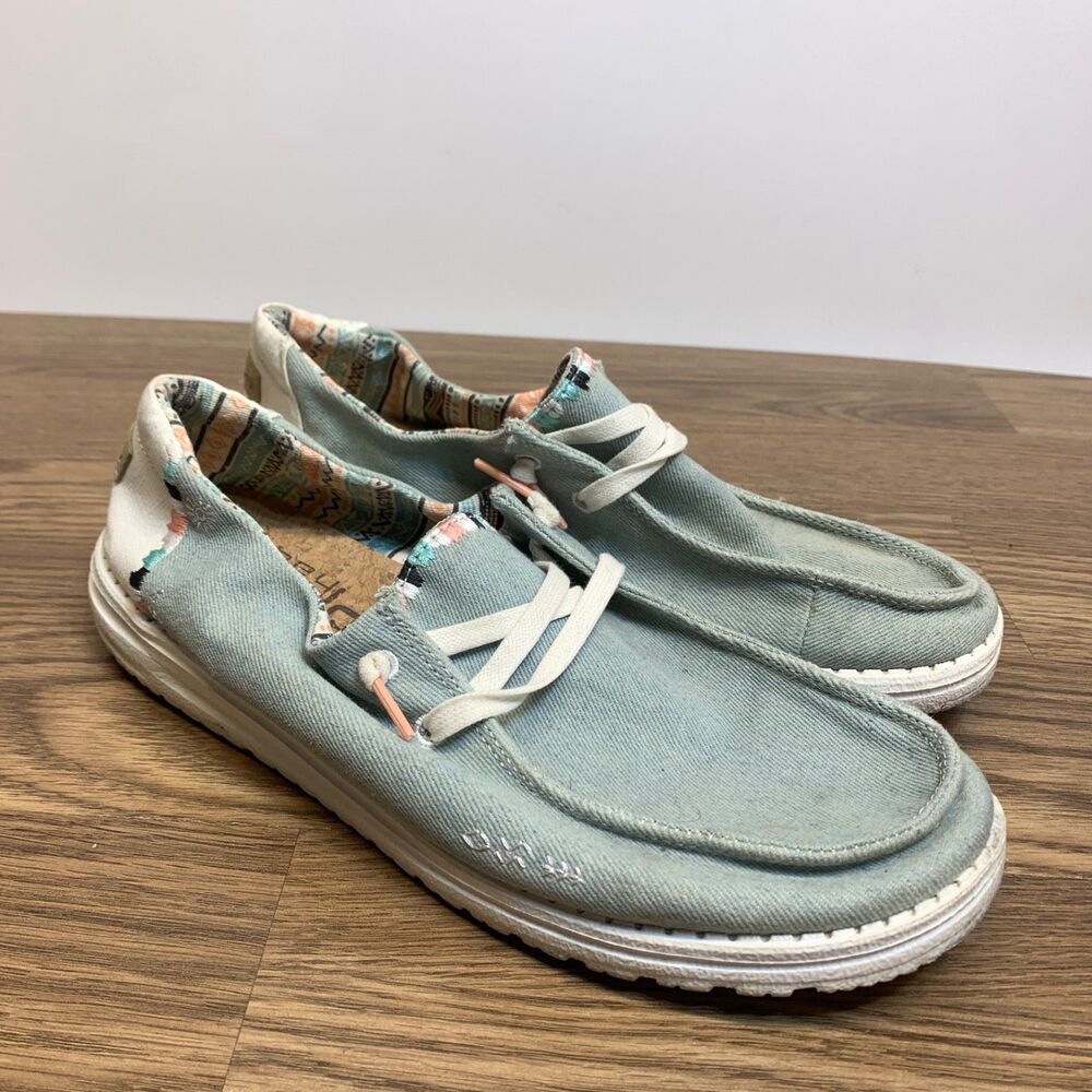Hey Dude Wendy Boho Light Denim US Women's Size 10 Sneakers‎
